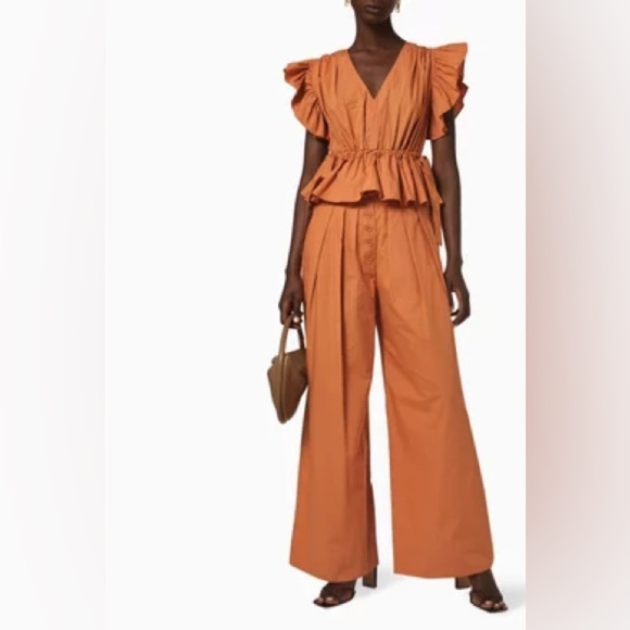 ULLA JOHNSON Iyla Ruffle Poplin Peplum Top &
Zada Pants (SD2) - Picture 2 of 12